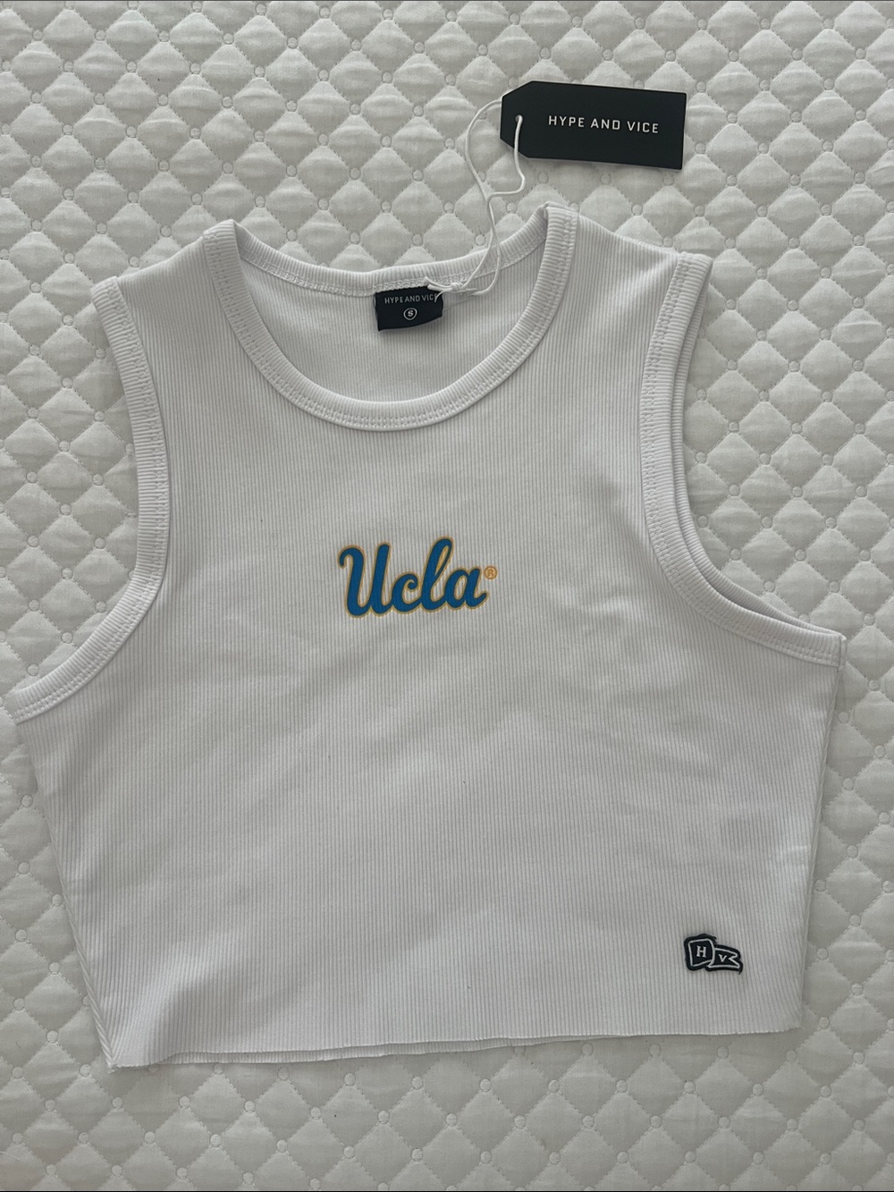 Hype and Vice x UCLA White Ribbed Crop Tank